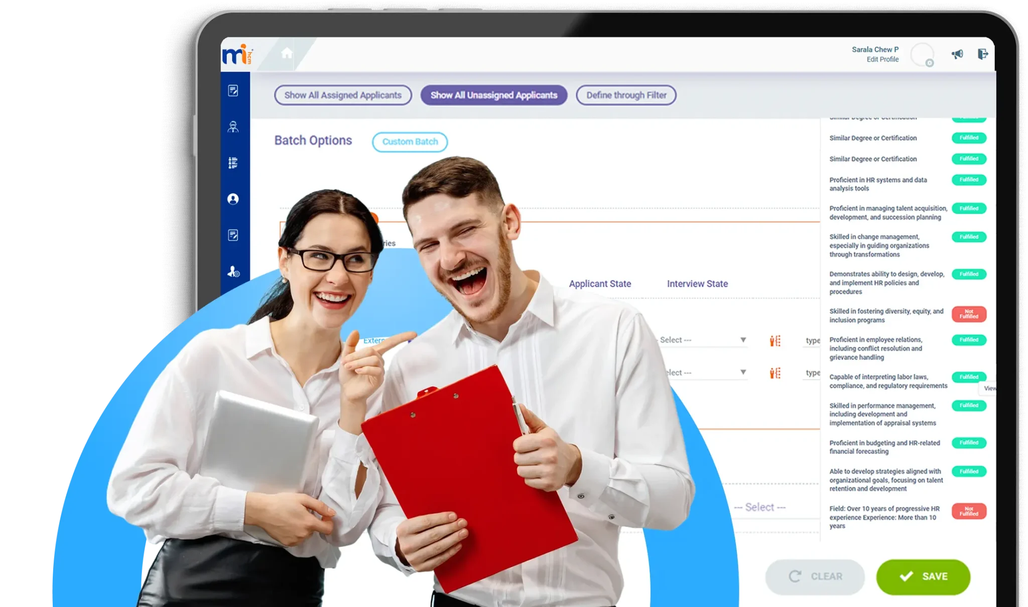 Recruitment platform displayed on tablet