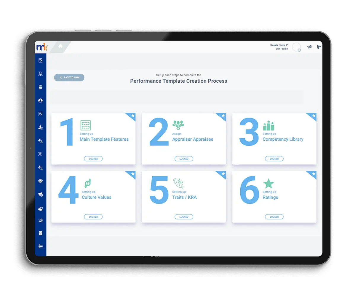 Performance Template Creation Process interface
