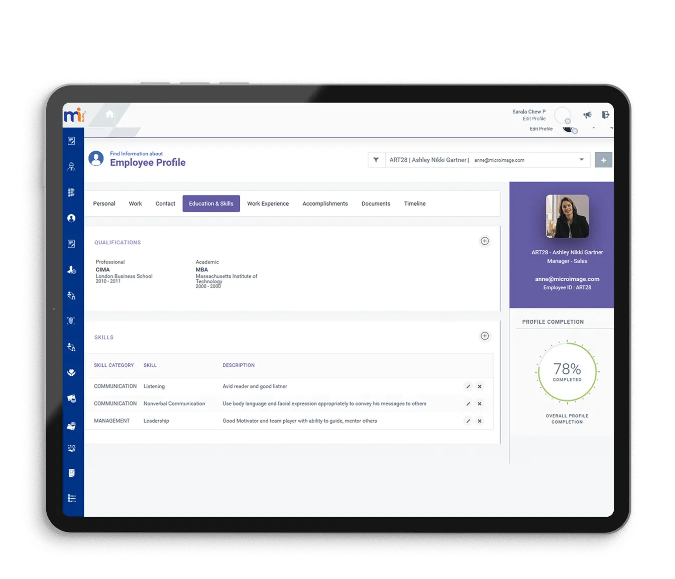 MiHCM Lite software interface on tablet